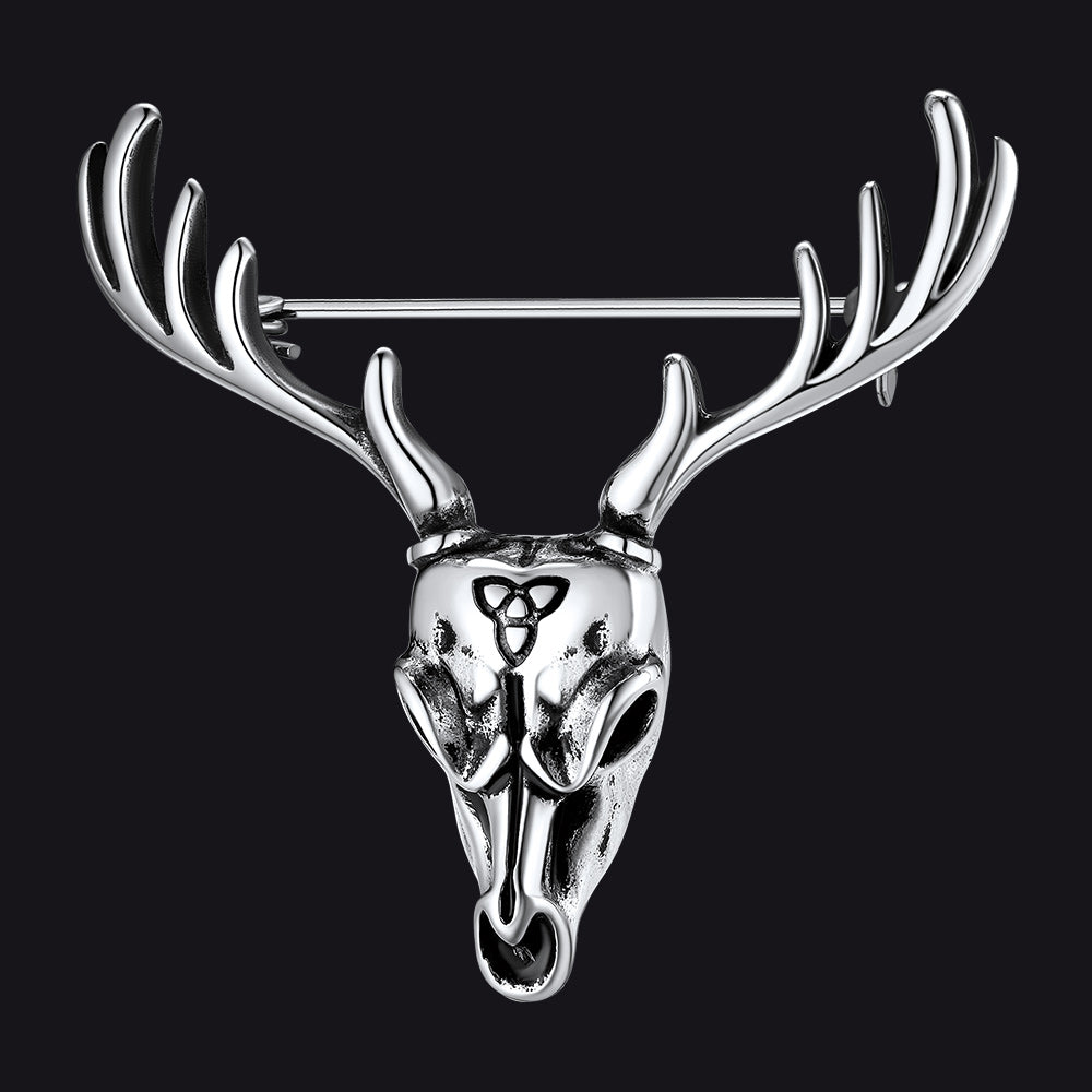 Viking Deer Head Brooch Pins for Men