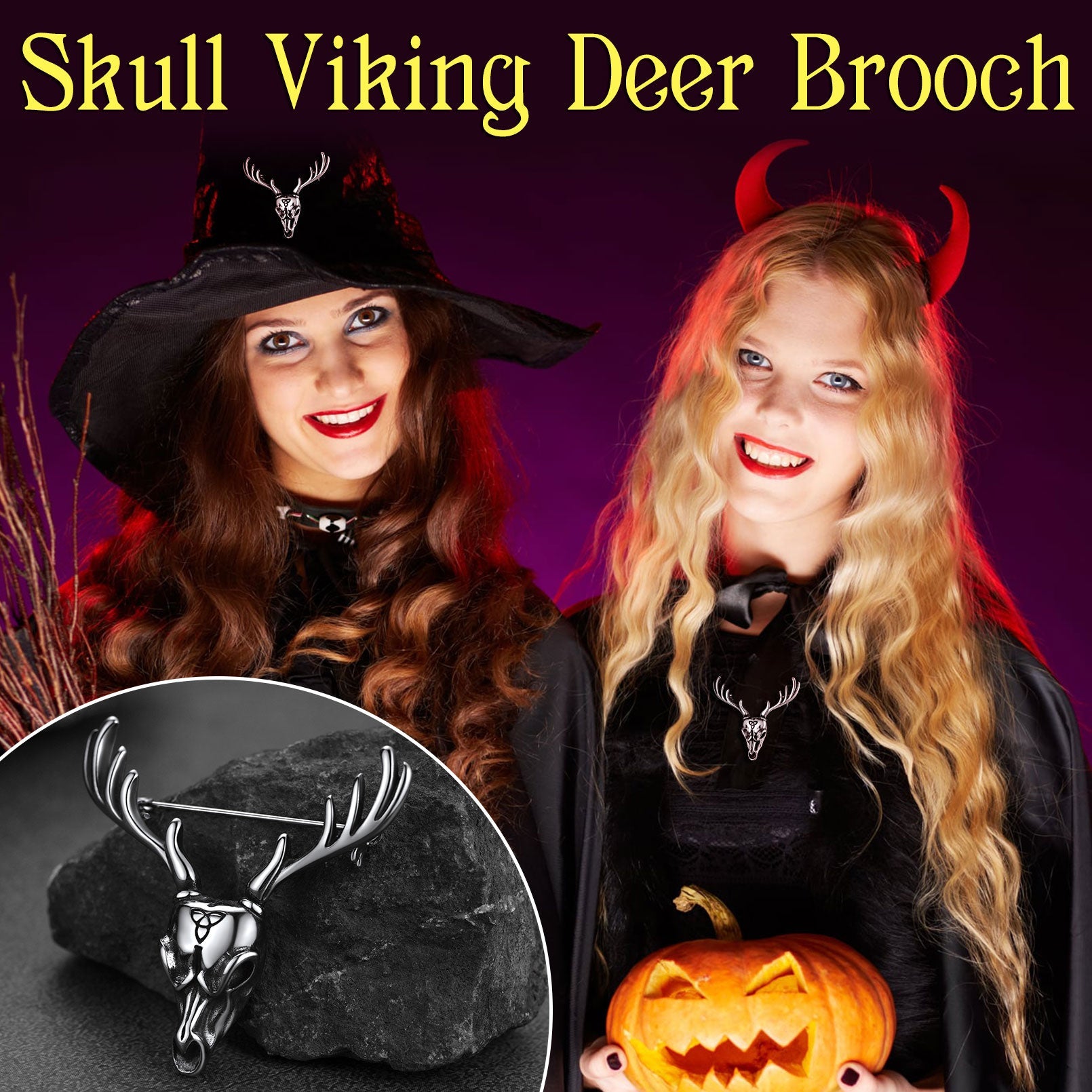 Viking Deer Head Brooch Pins for Men