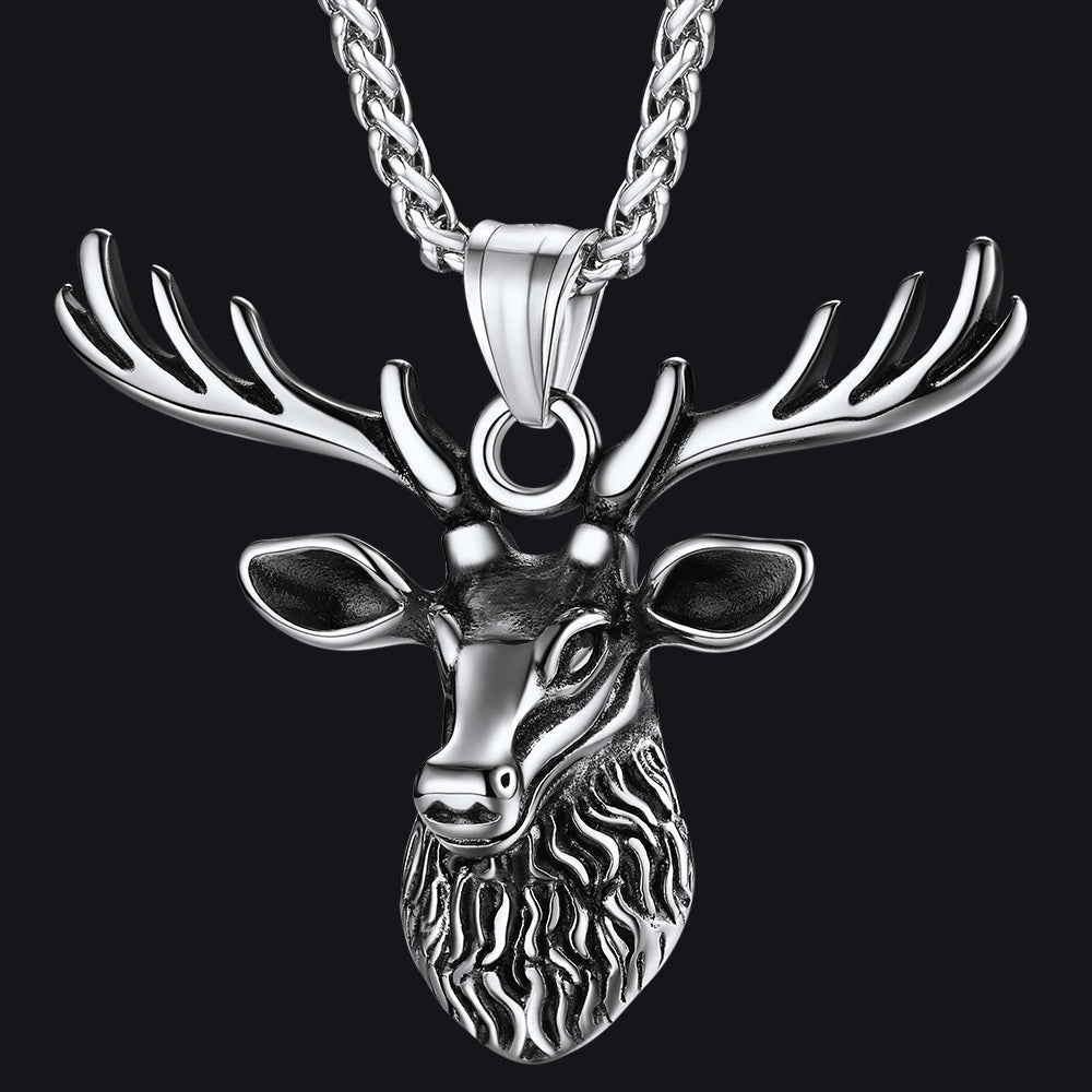 Vintage Viking Deer Necklace Pendant for Men Women