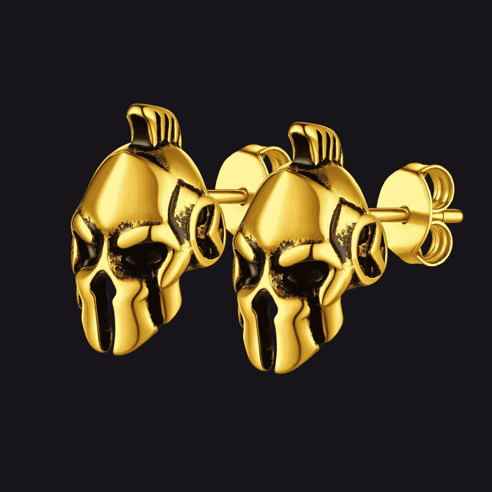 Ancient Greek Spartan Helmet Stud Earrings For Men