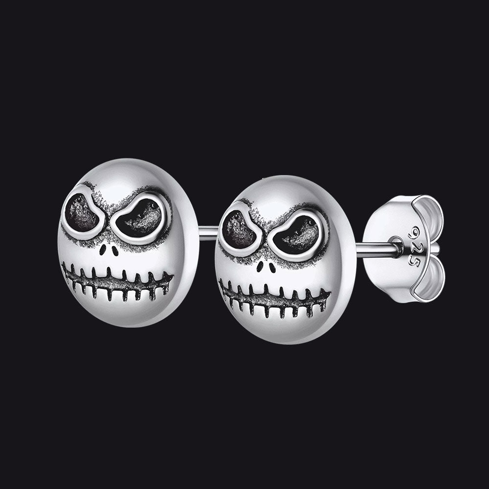 Silver Stud Earrings For Men Halloween Gift