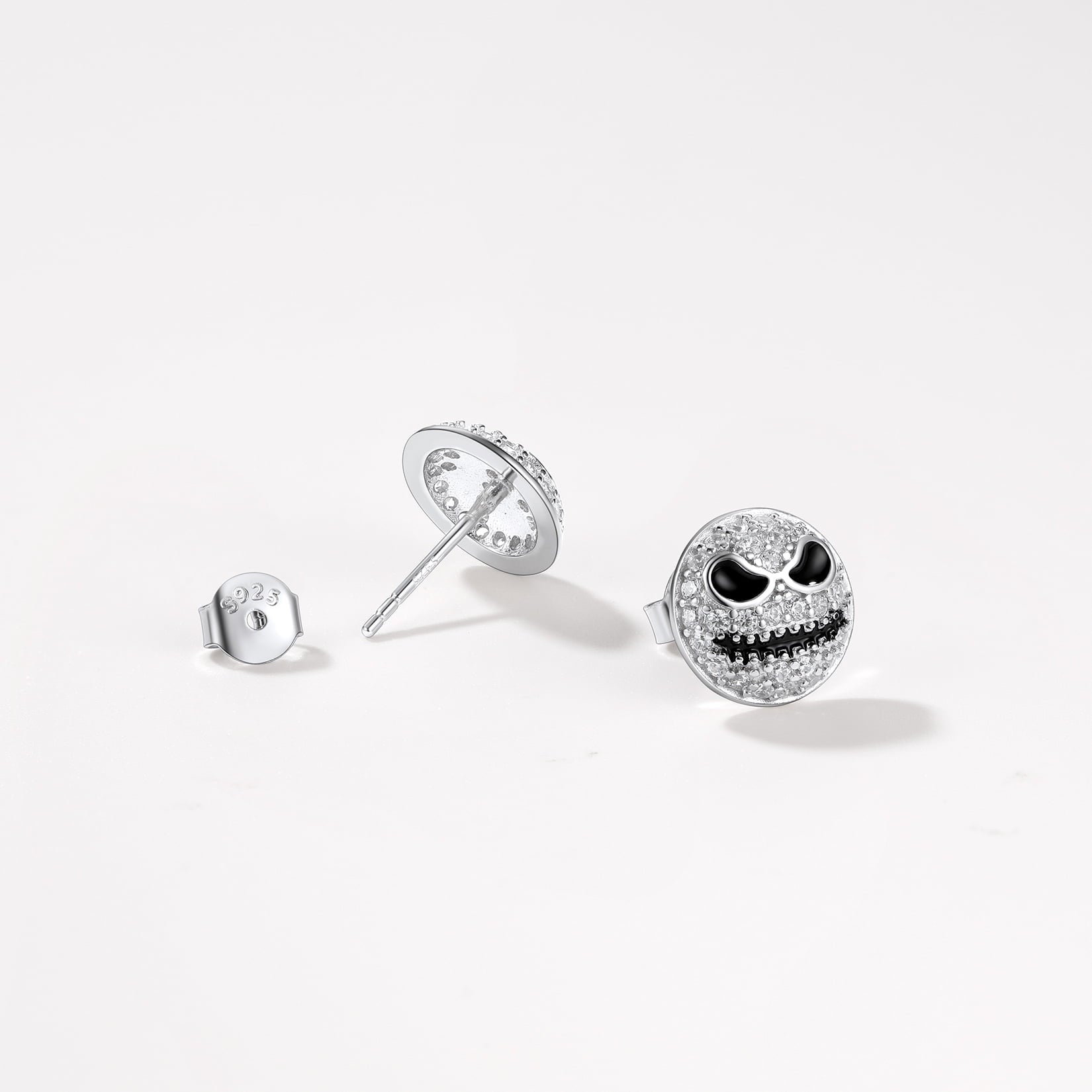 Halloween Pumpkin Skull Earrings For Men in Sterling Silver