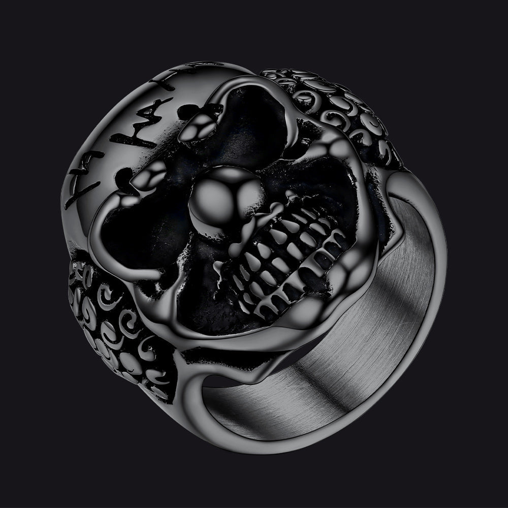 Gothic Joker Clown Skull Stainless Steel Ring for Men