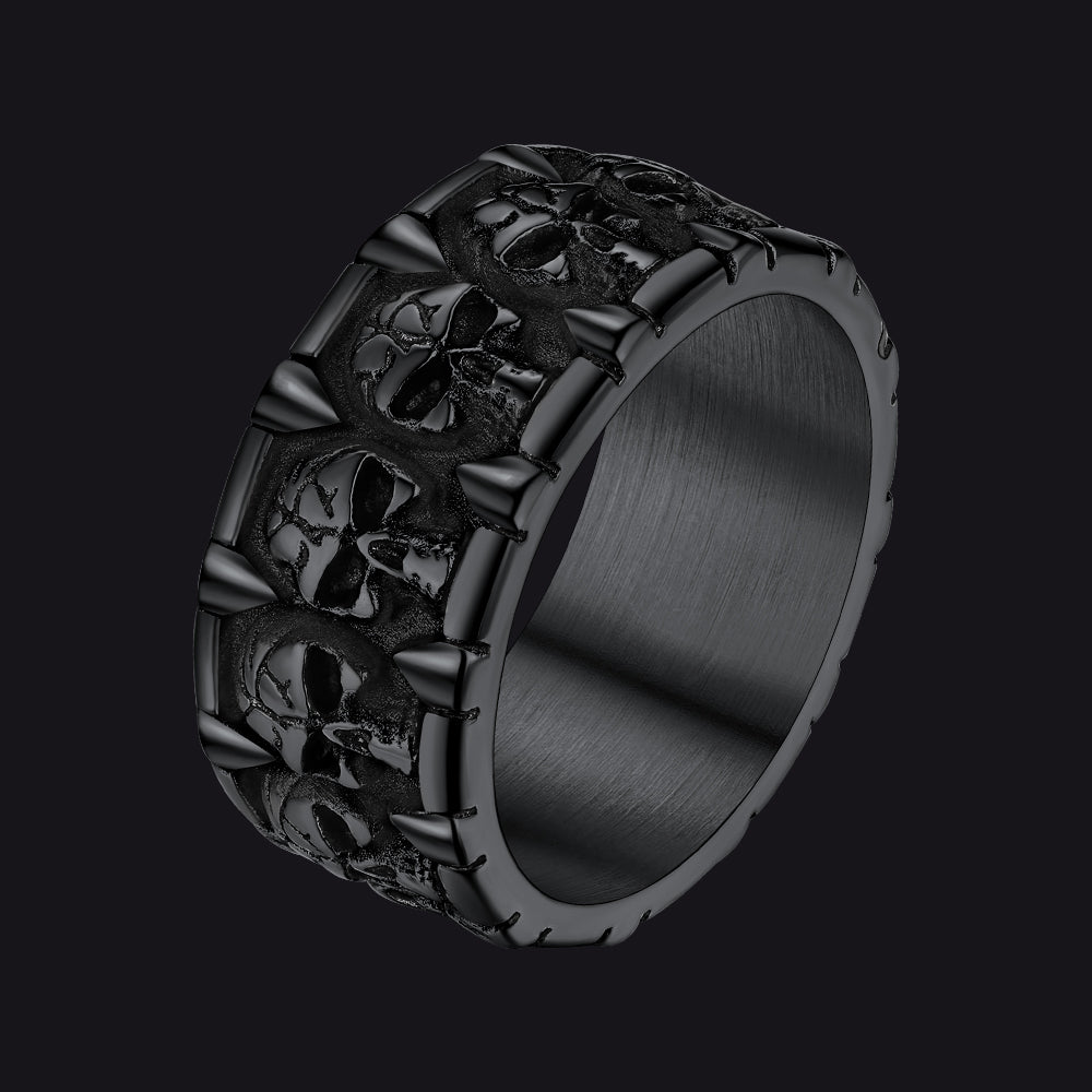 Gothic Skull Hollow Sugar Stainless Steel Ring for Men