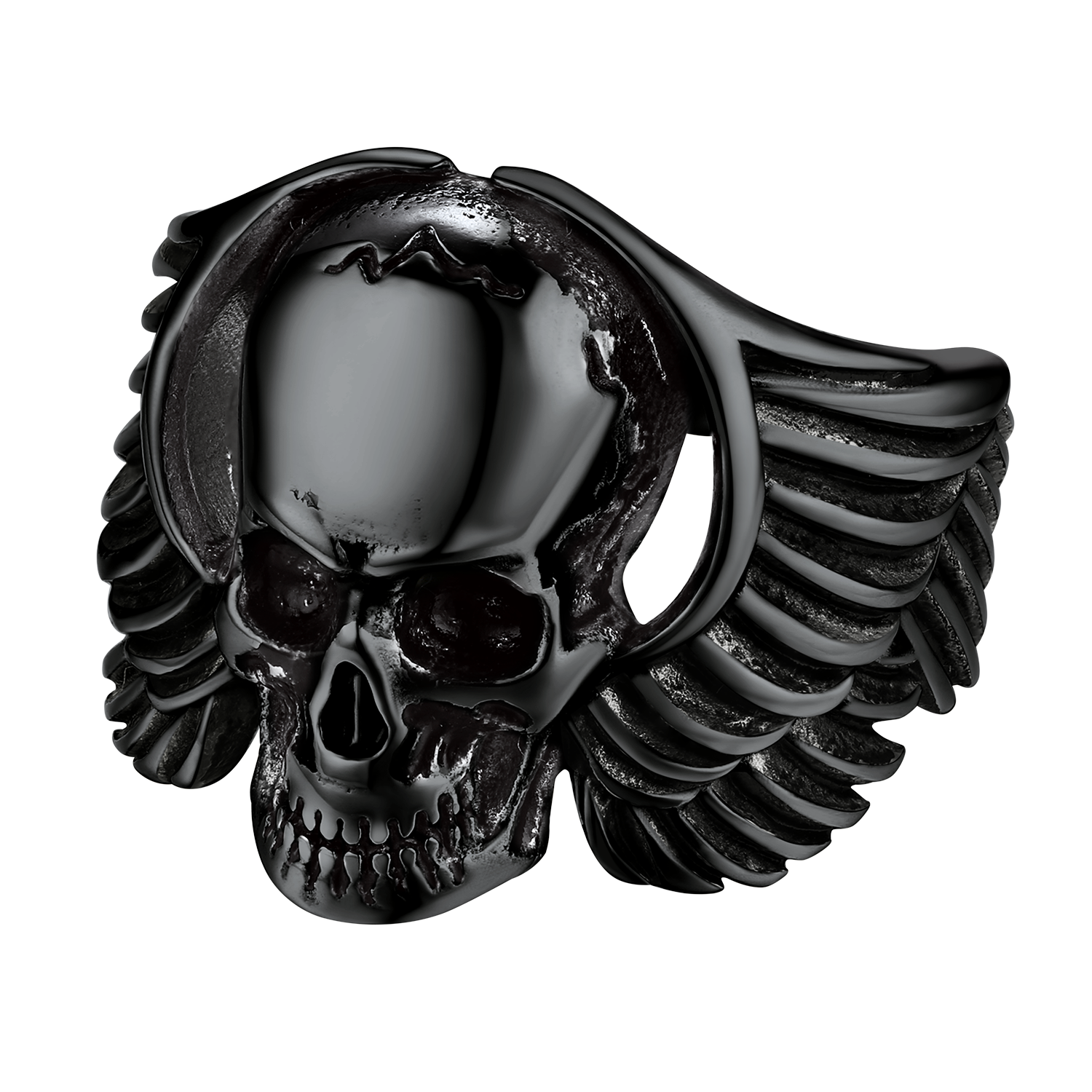 Biker Wings Skull Stainless Steel Ring for Men