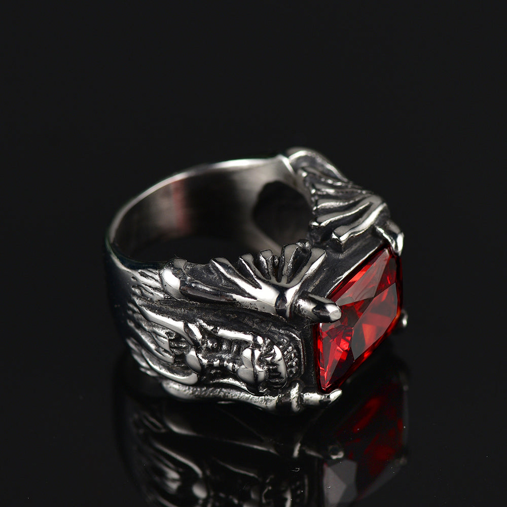 Flash Sale Gothic Ruby Dragon Ring Stainless Steel