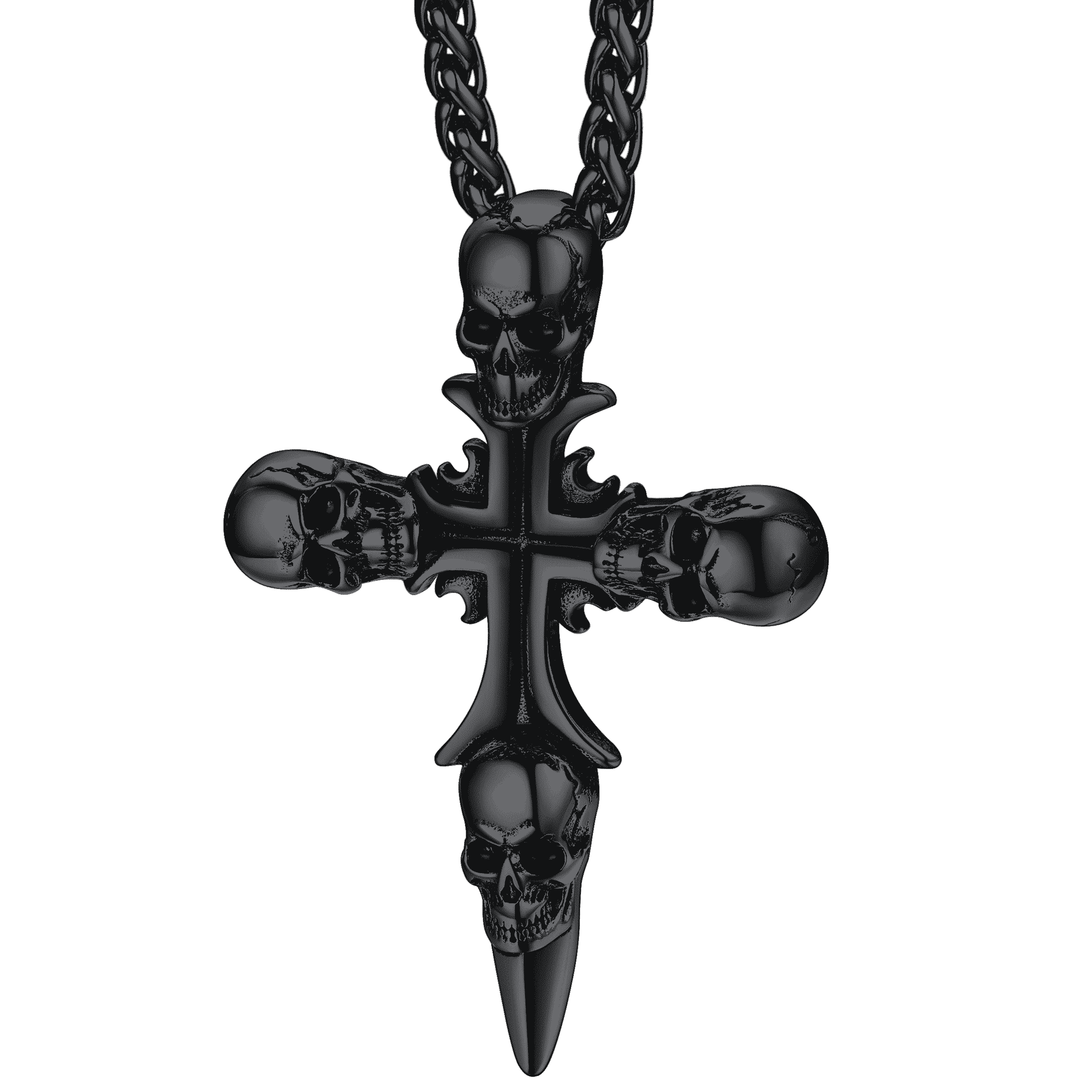 Vintage Skull Cross Necklace For Men Stainless Steel
