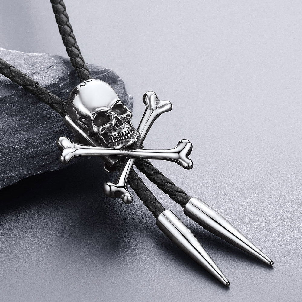 Cowboy Crossbone Skull Bolo Tie for Men Women