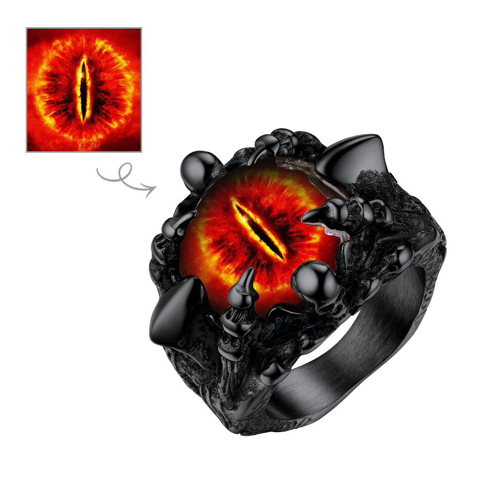 Customized Gothic Photo Dragon Claw Ring with Picture For Men