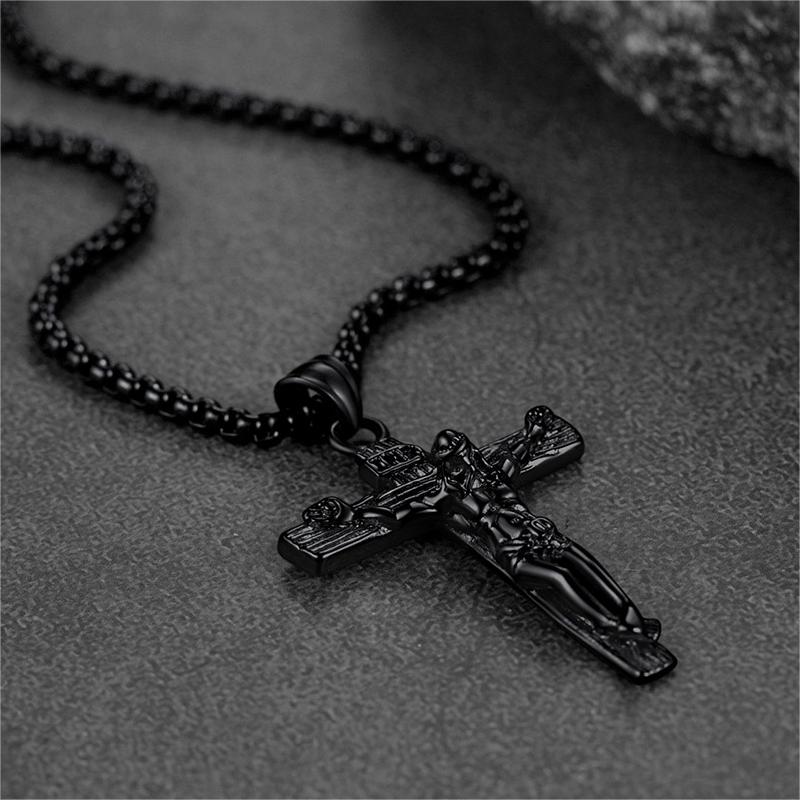 Catholic Crucifix Cross Necklace Jesus Pendant For Men Women