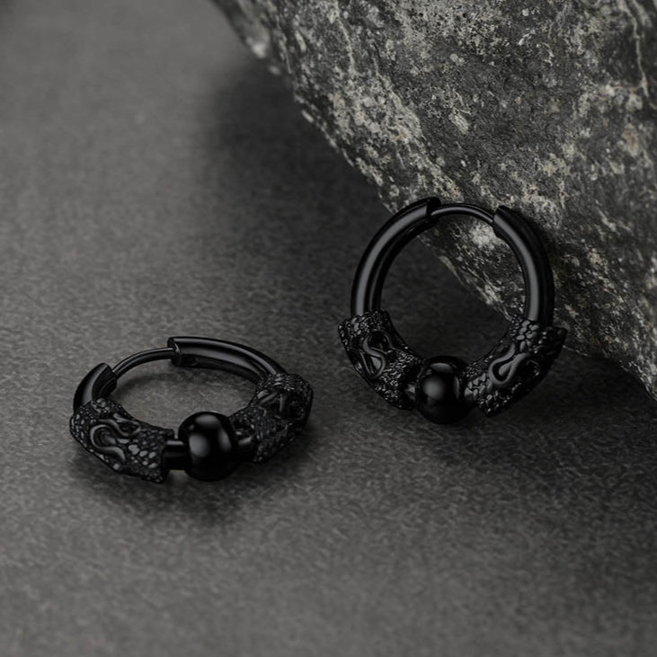 Punk Dragon Totem Huggie Hoop Earrings For Men