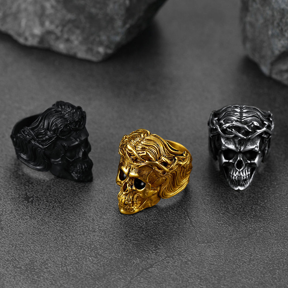 Flash Sale Crown of Thorns Skull Ring For Men Stainless Steel