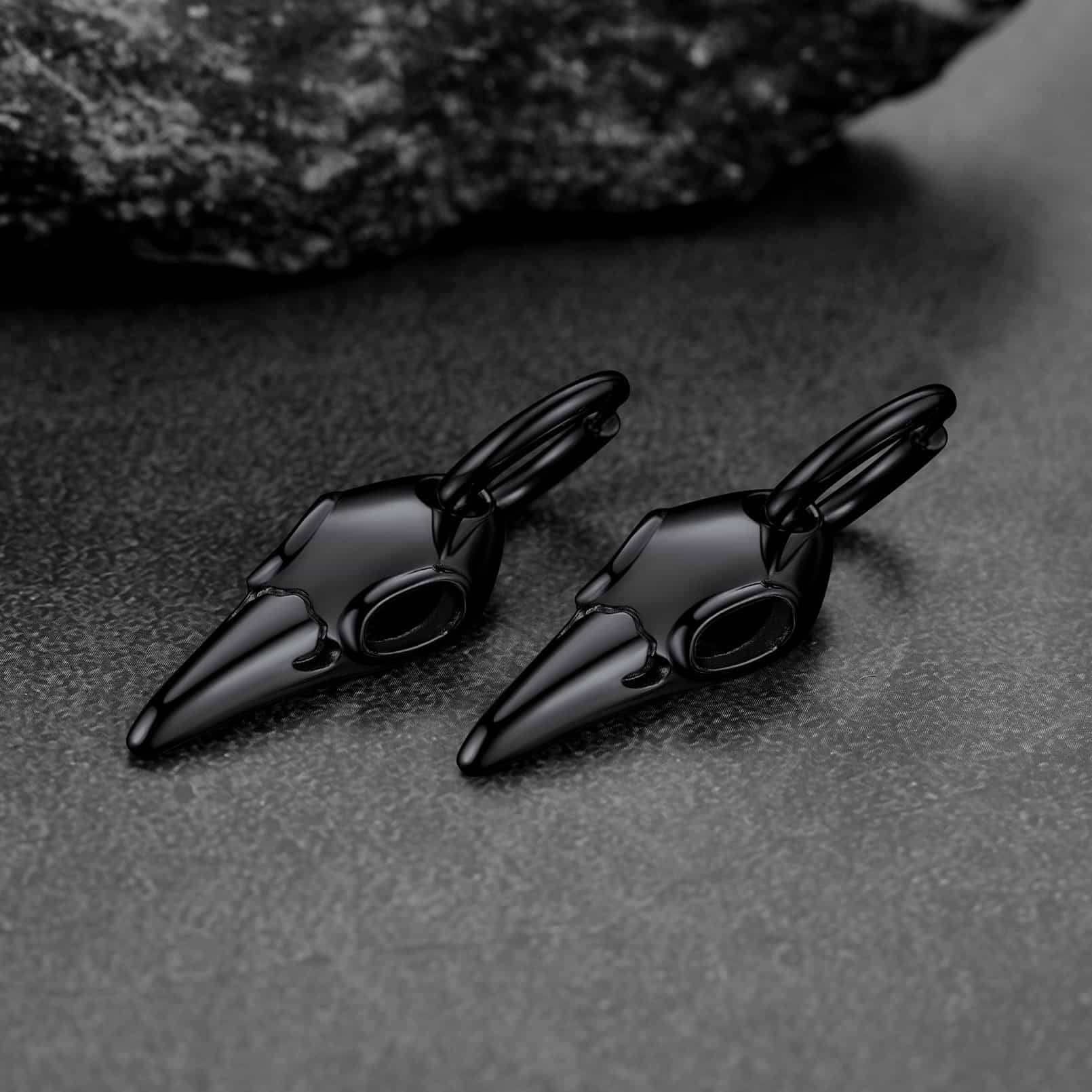 Gothic Raven Skull Dangle Hoop Earrings for Men and Women