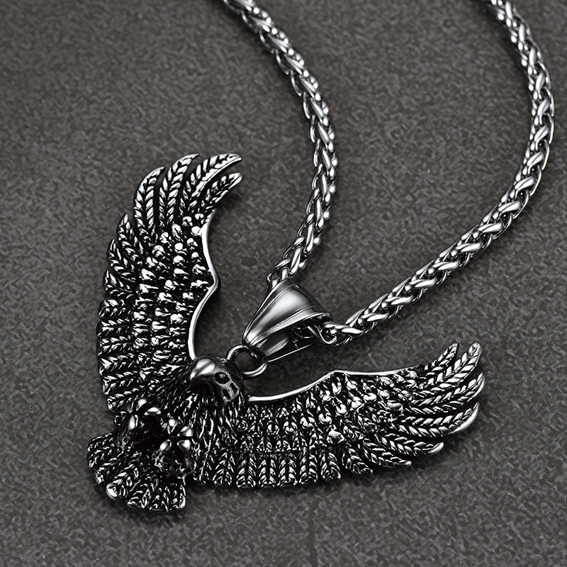 Gothic Society Vintage Eagle Necklace Stainless Steel Pendant for Men