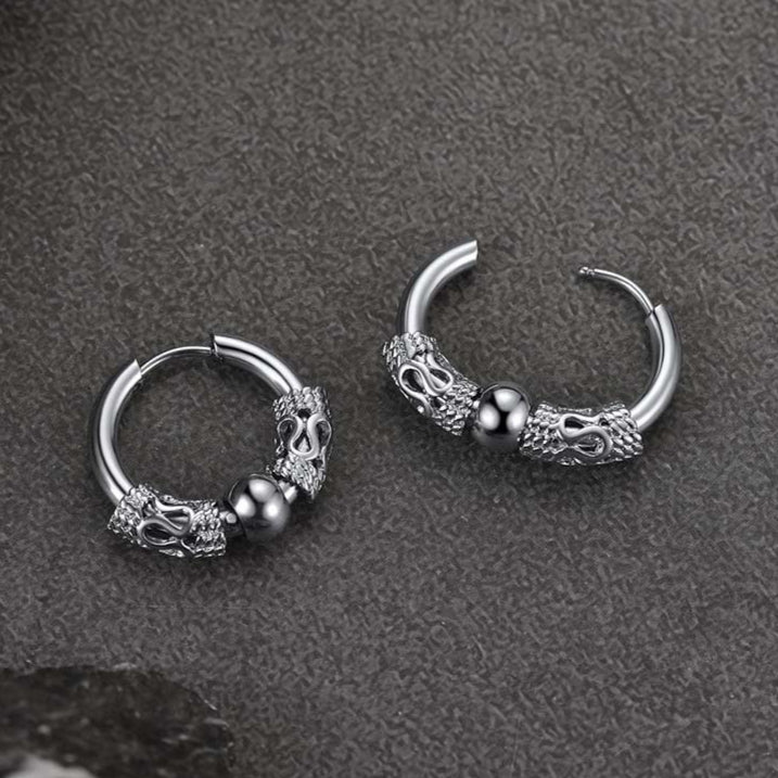 Punk Dragon Totem Huggie Hoop Earrings For Men