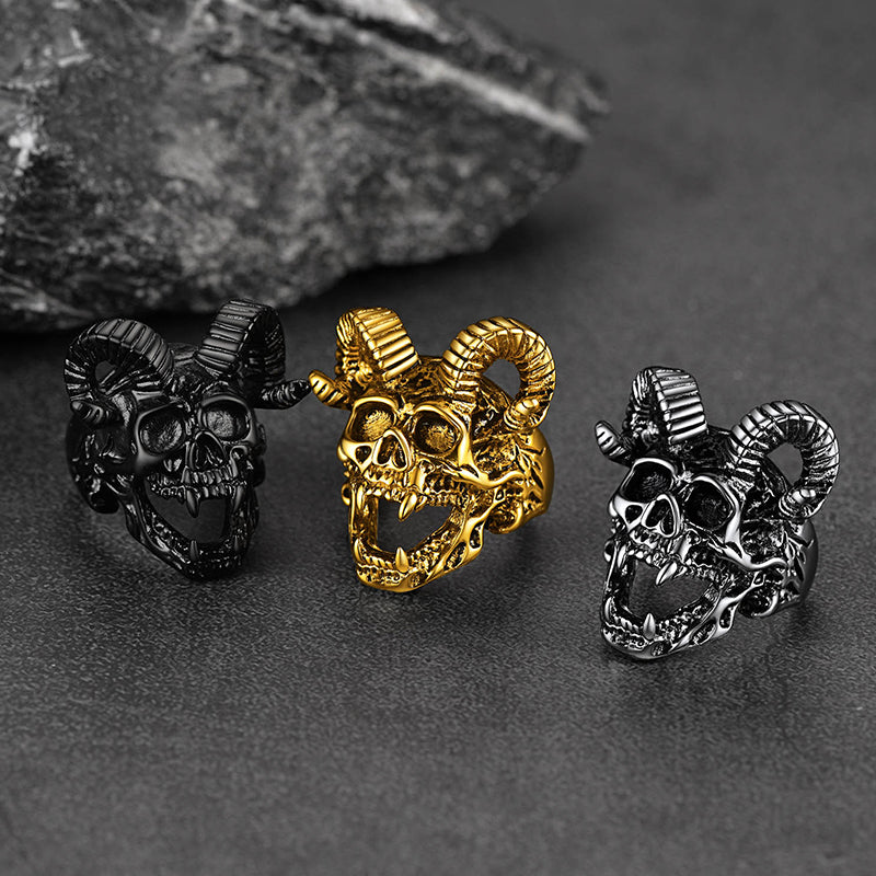 Satanic Baphomet Goat Skull Ring For Men