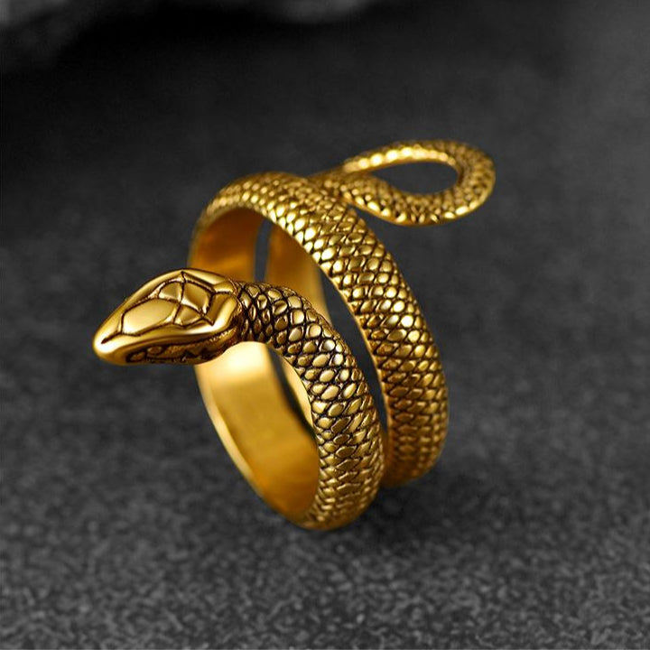 Punk Coiled Snake Stainless Steel Ring for Men Women