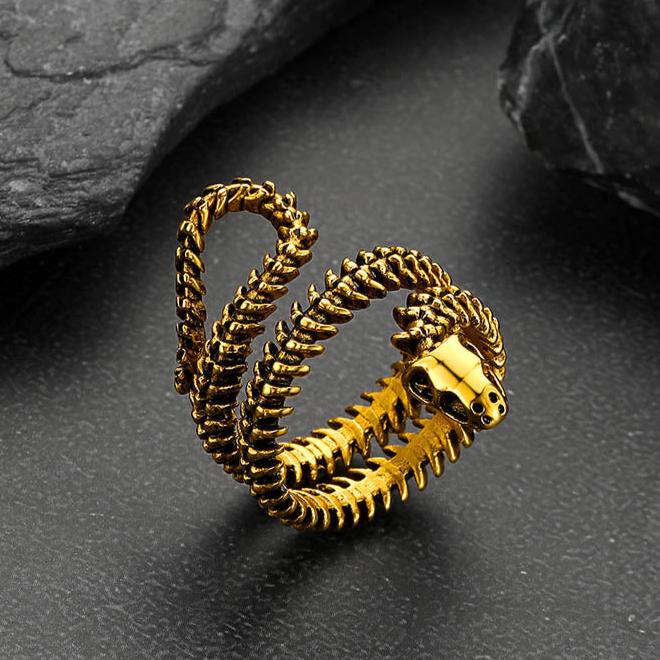 Gothic Snake Skull Bone Ring for Men and Women