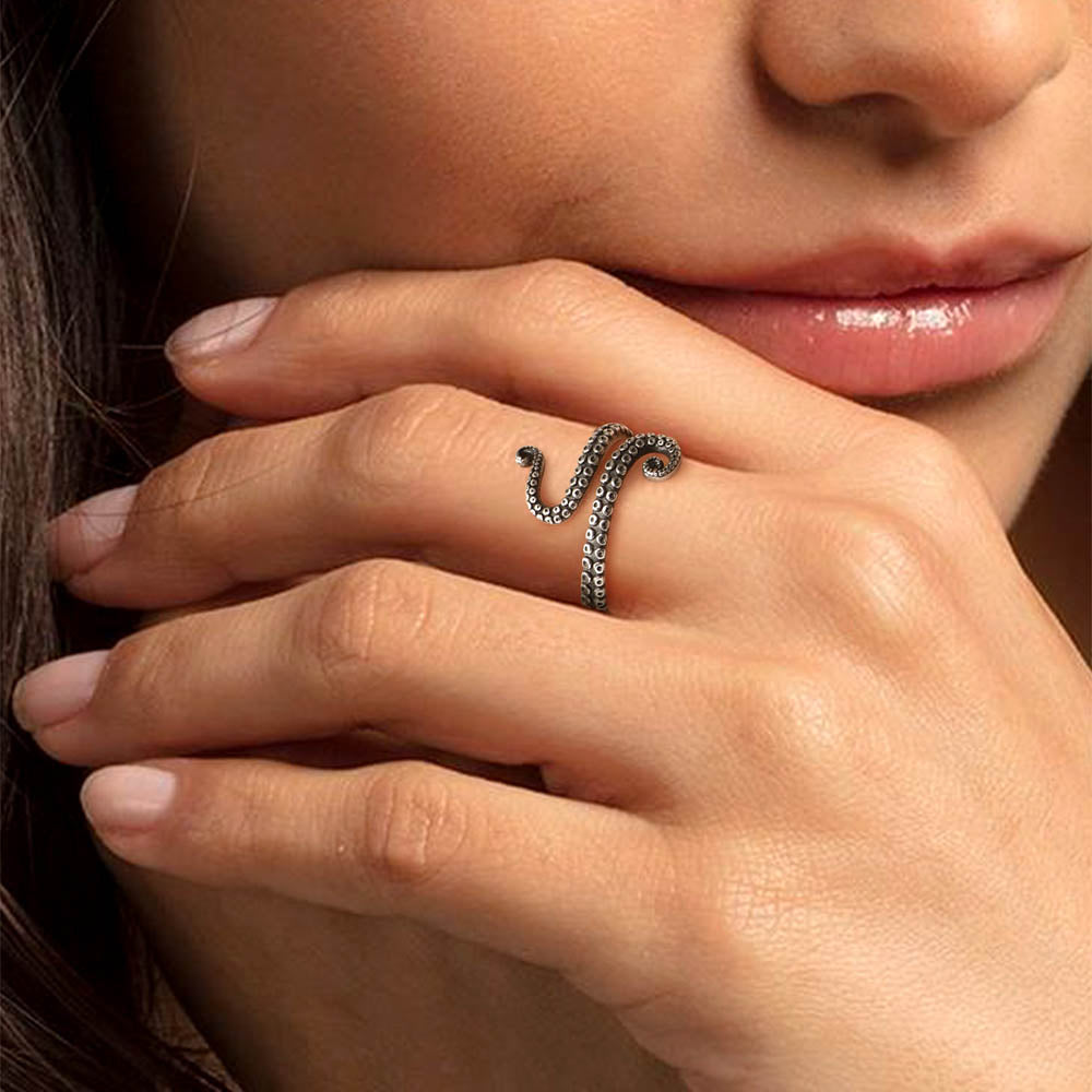925 Sterling Silver Gothic Animal Octopus Ring for Women Men
