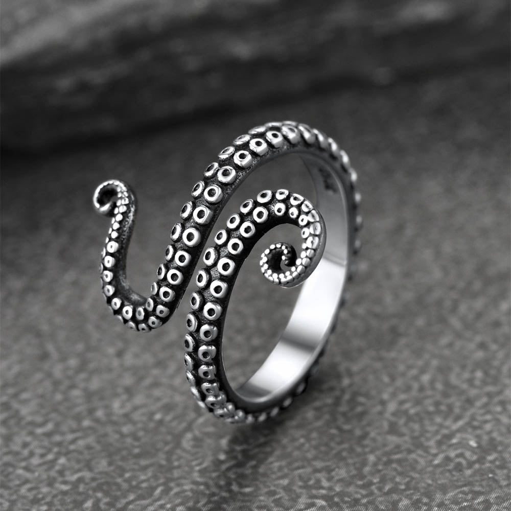 925 Sterling Silver Gothic Animal Octopus Ring for Women Men