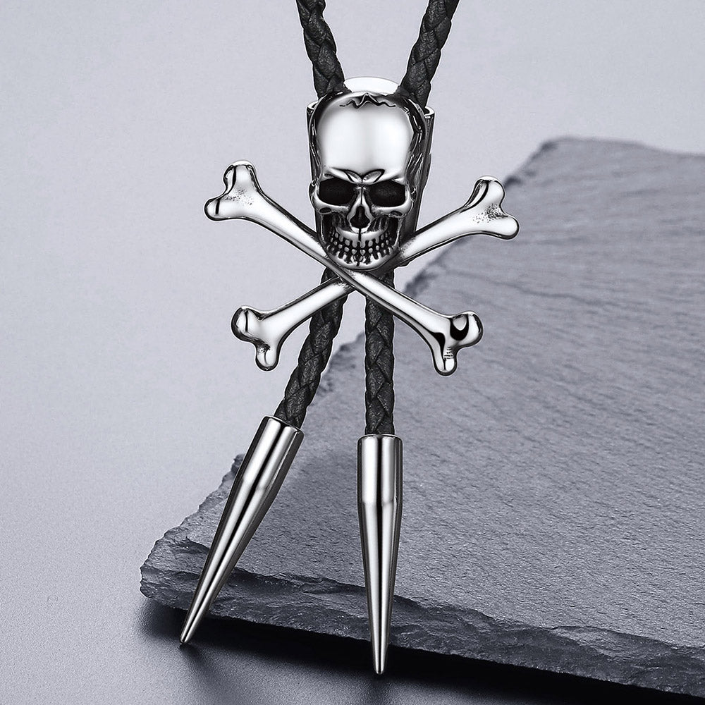 Cowboy Crossbone Skull Bolo Tie for Men Women