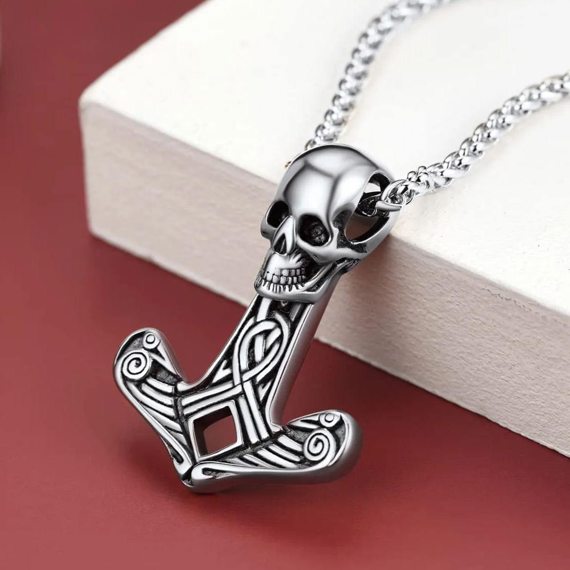 Flash Sale Viking Skull Spear Pendant Necklace for Men
