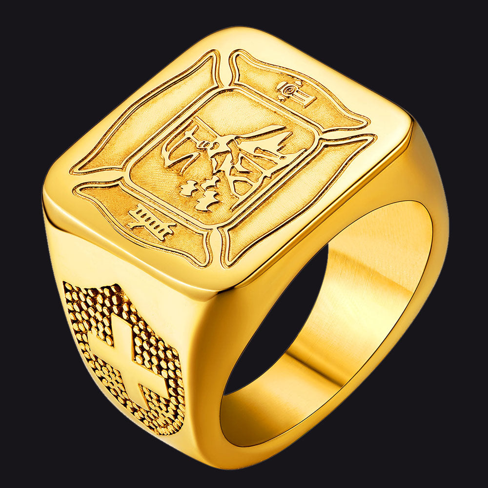 Gothic Society Saint Michael Catholic Protector Stainless Steel Ring