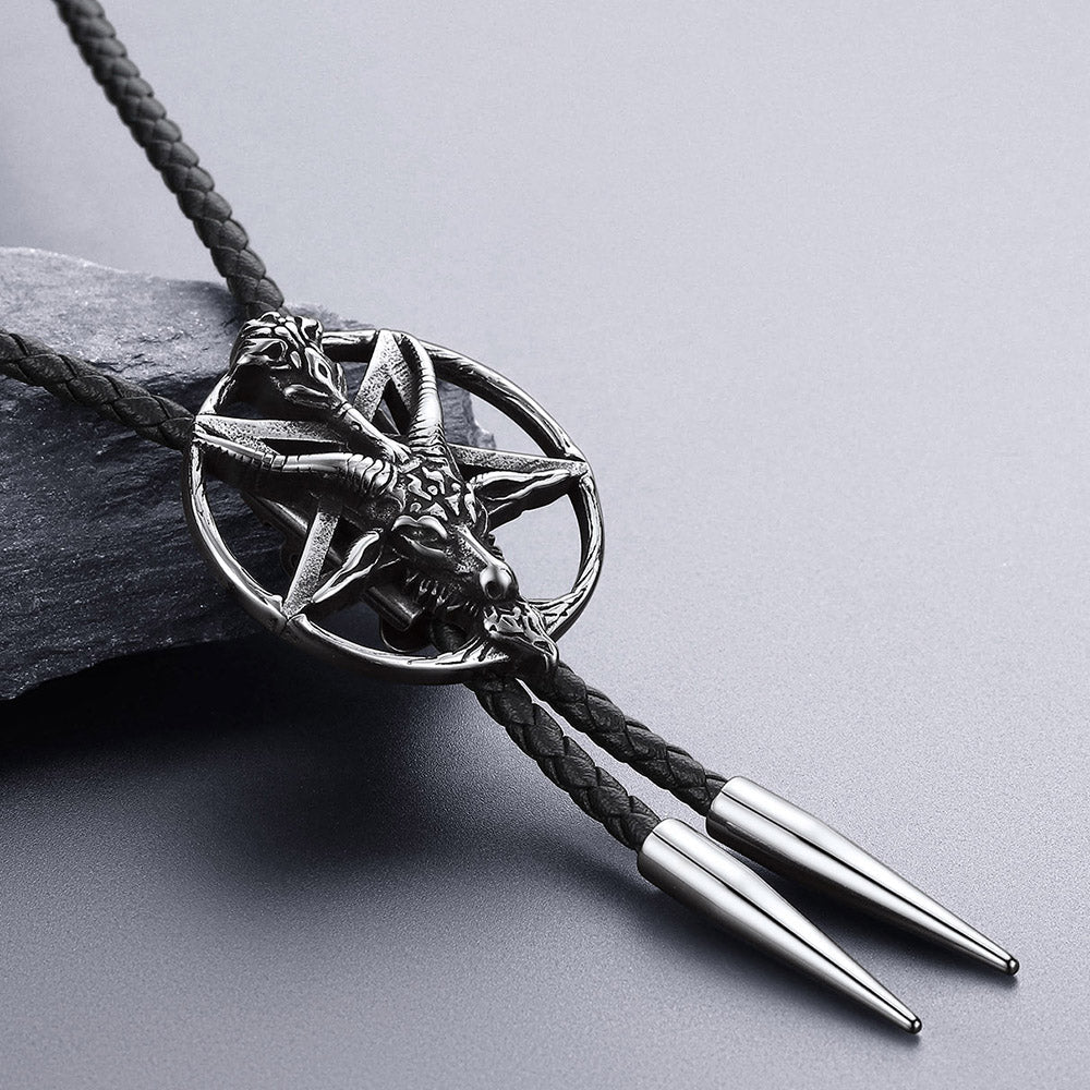 Baphomet Pentagram Goat Bolo Tie for Men and Women