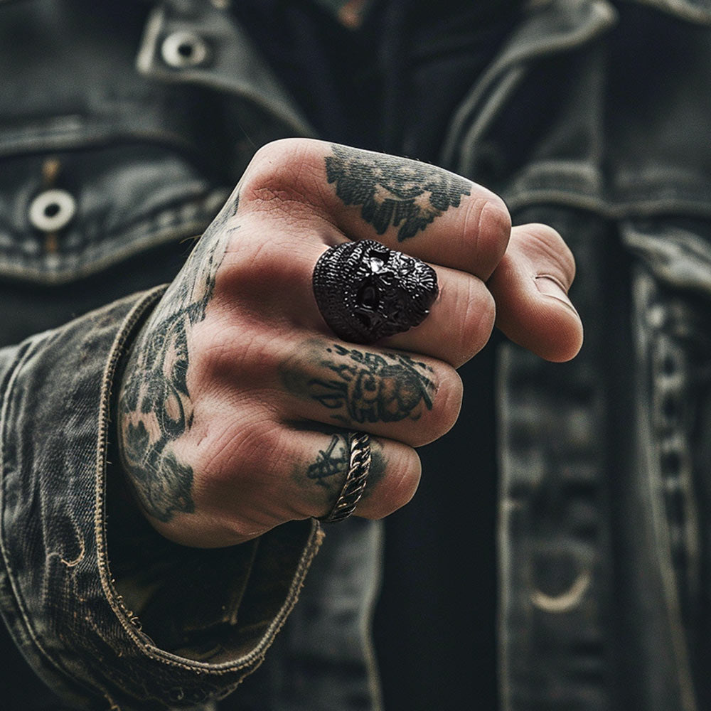 Skull Skeleton Stainless Steel Ring for Men