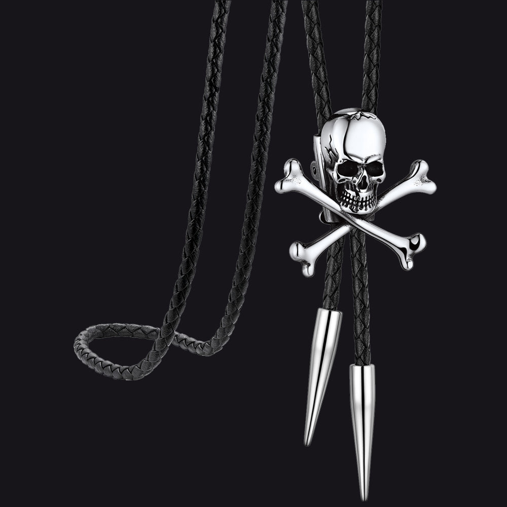 Cowboy Crossbone Skull Bolo Tie for Men Women