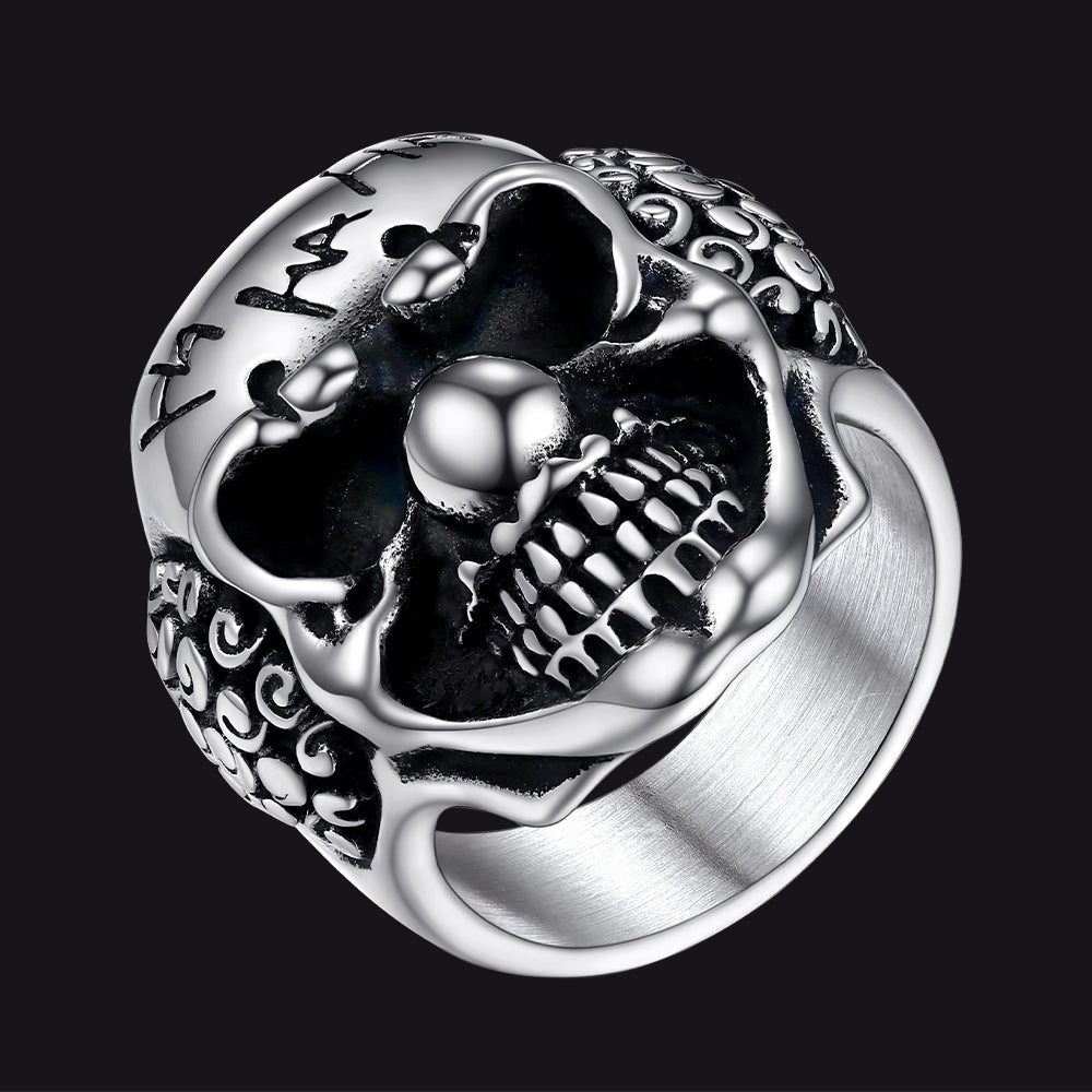 Gothic Joker Clown Skull Stainless Steel Ring for Men