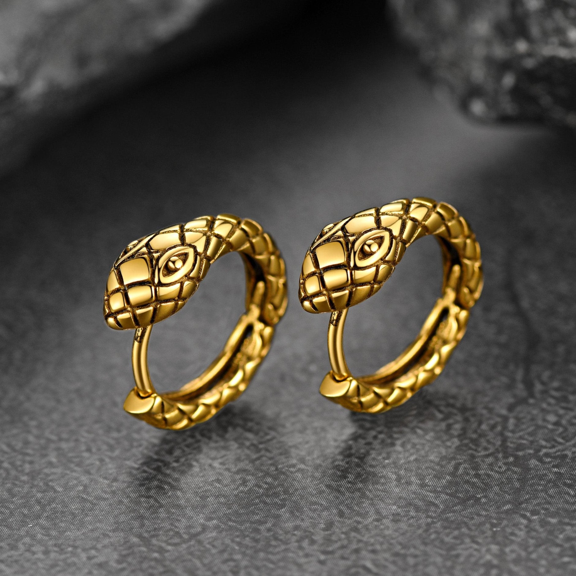 Gothic Snake Huggie Hoop Earrings for Men and Women
