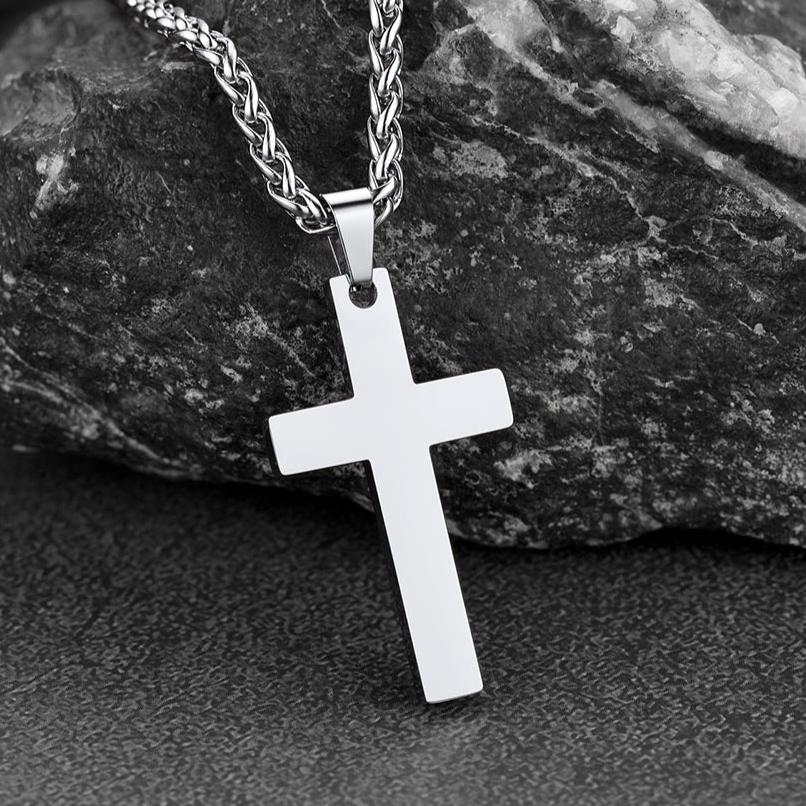 Gothic Skull Cuban Chain & Cross Layered Pendant Set for Men